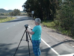 Val Hammersley taking b-roll video of Rick's Walk.