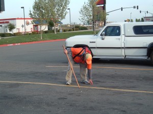 Rick stopping to pick up some roadside change.