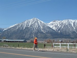 Walking by Nevada Mountains