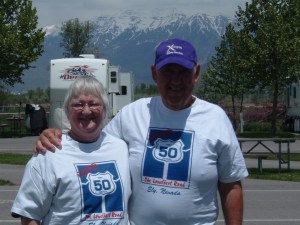 Rick & Val Hammersley Posing for a Picture Wearing Hwy 50 Shirts